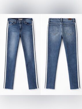 [Principle Denim Innovators] Striped Side Trim Denim Jeans Sz 28 | Straight Leg